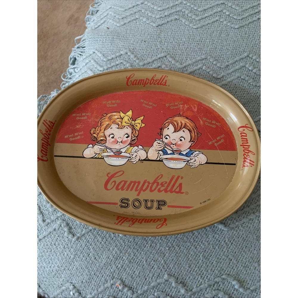Campbell's Soup Oval Serving Tray Platter 1998 M'm! M'm! Good! Metal Tin 11x8.5"